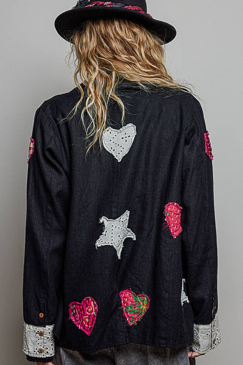 Star & Heart Appliqué Relaxed Blazer