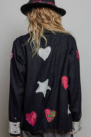Star & Heart Appliqué Relaxed Blazer