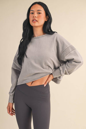 Mineral Wash Cutout Back Layering Sweatshirt