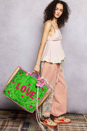 LOVE Bandana Quilted Tote Bag