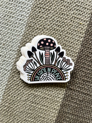 Peace Mushrooms Decorative Stickers, Hippie Sticker