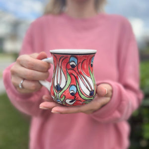 Hand Painted Floral Ceramic Mug - 8oz