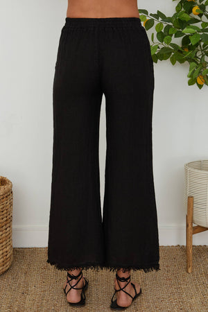 Italian Linen Pants with Raw Hem and Pockets