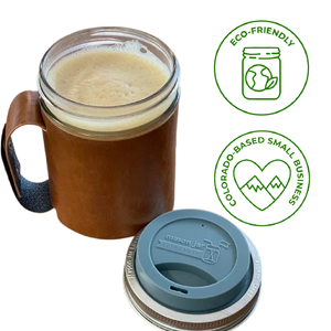 Silicone Drinking Lid with Stainless Steel Band for Mason Jars
