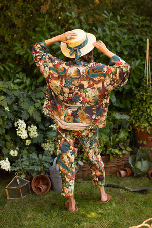 Stay Gold Pixie Duster Cropped Kimono w/ Rabbits and Bees