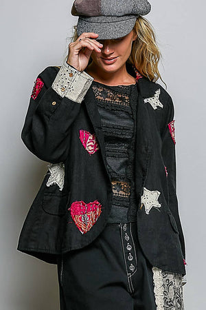 Star & Heart Appliqué Relaxed Blazer