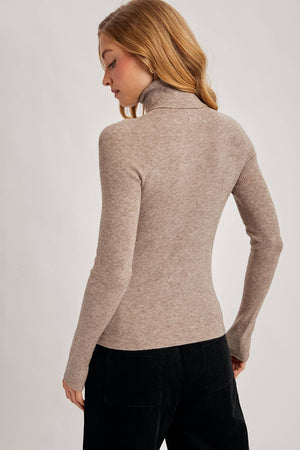 Seamless Ribbed Knit Turtleneck Sweater