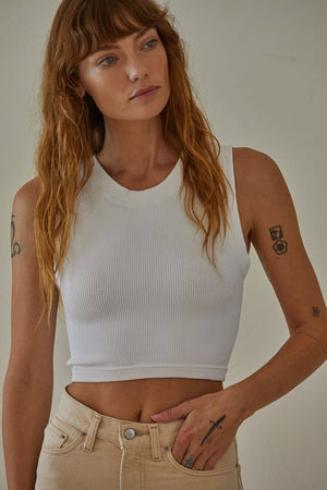 Knit Seamless Ribbed Round Neck Tank Top