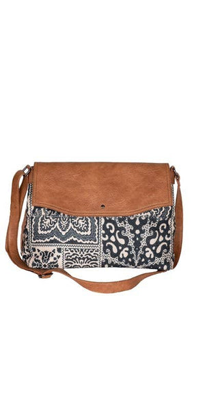 Sapphire Up-Cycled Canvas and Durrie Crossbody Bag