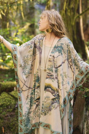 Earth and Sky Bamboo Kimono with Tree Print