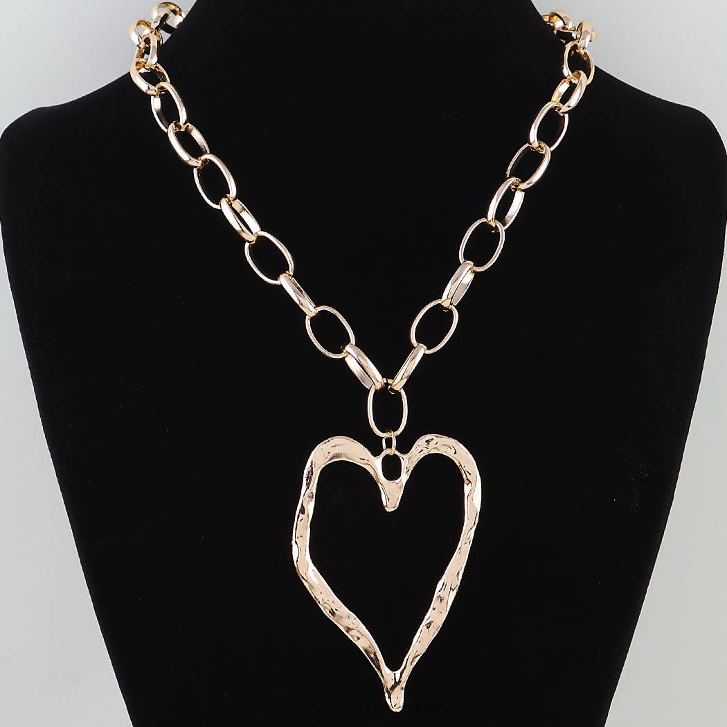 Hammered Heart Chain Necklace