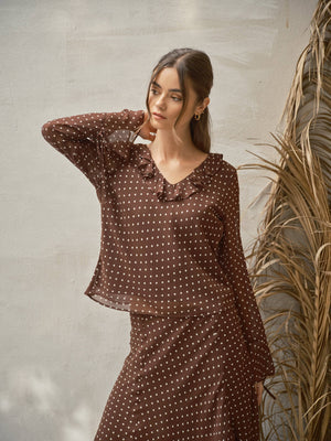 POLKA DOT RUFFLE BLOUSE