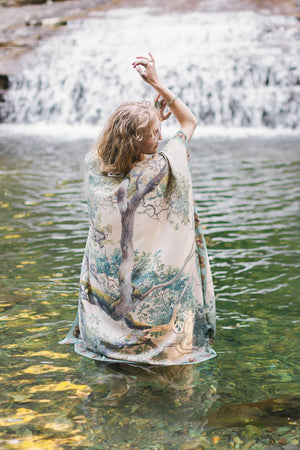 Earth and Sky Bamboo Kimono with Tree Print