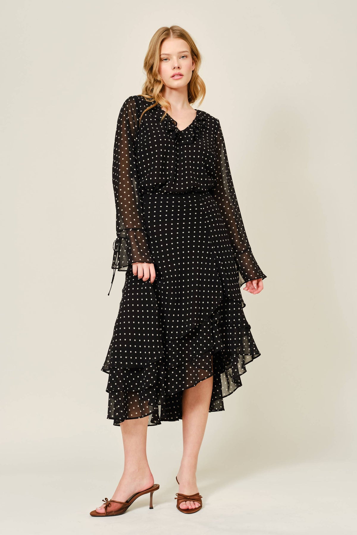 Polka Dot Ruffle Blouse