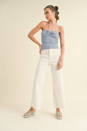 STRAIGHT WIDE LEG DENIM PANTS