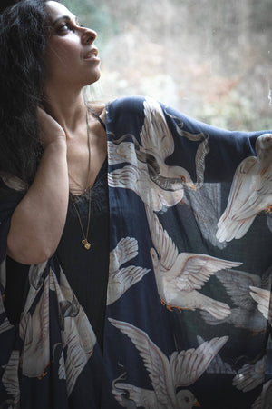 Midnight Doves Starduster Kimono Robe - In Stardust We Trust