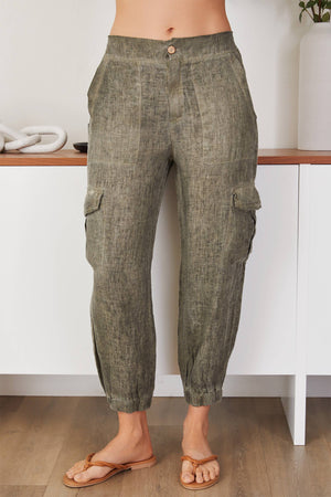 Antique Wash Linen Cargo Pants