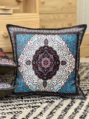 Blue Decorative Pillow Cover 18x18, Handmade Throw Pillow