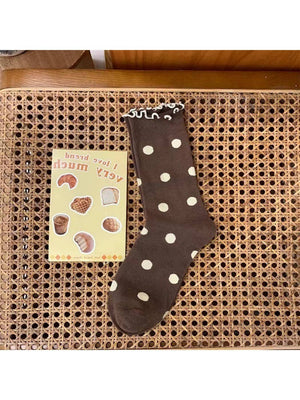 Rufia - Playful Dot Frill Edge Crew Socks