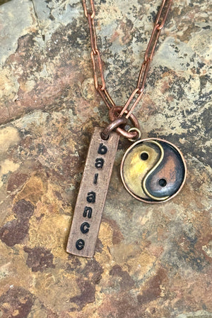 Balance and Yin-Yang Charm Necklace - Handmade by Survivors