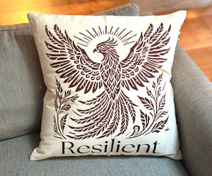 Resilient Phoenix Throw Pillow - Survivor Made