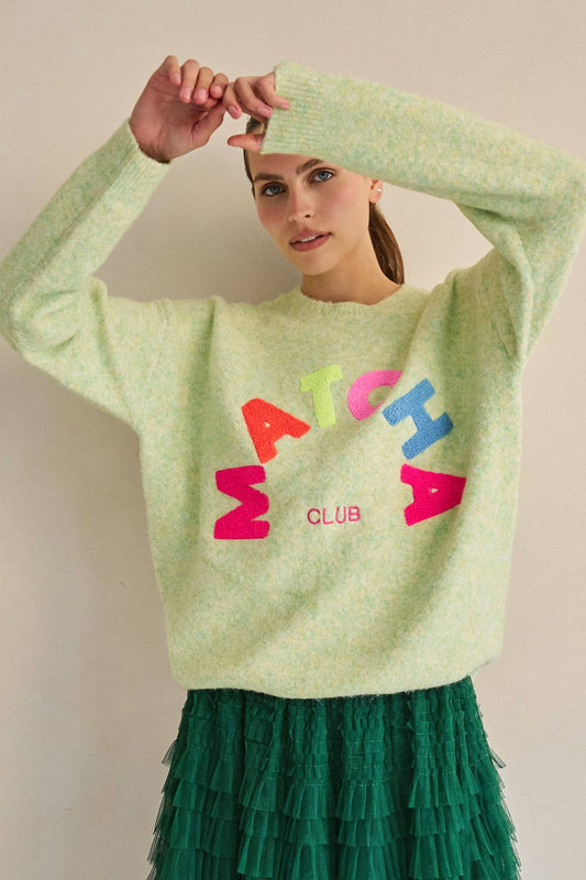 Matcha Club Patch Knit Sweater