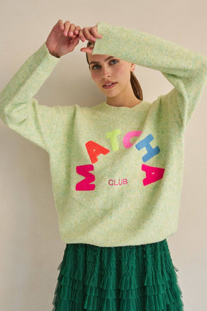 Matcha Club Patch Knit Sweater – Plus Size