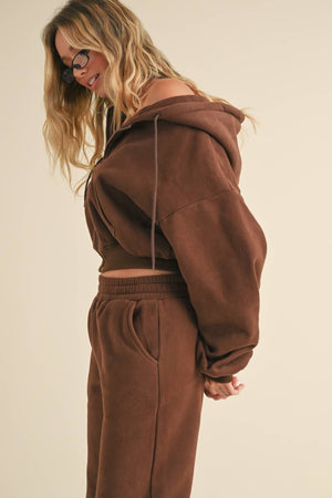 Cozy Fleece Oversized Crop Full Zip Hoodie