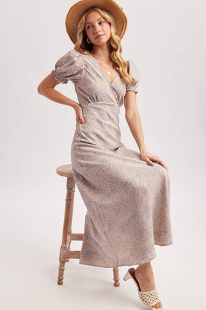 Floral Print Surplice Maxi Dress