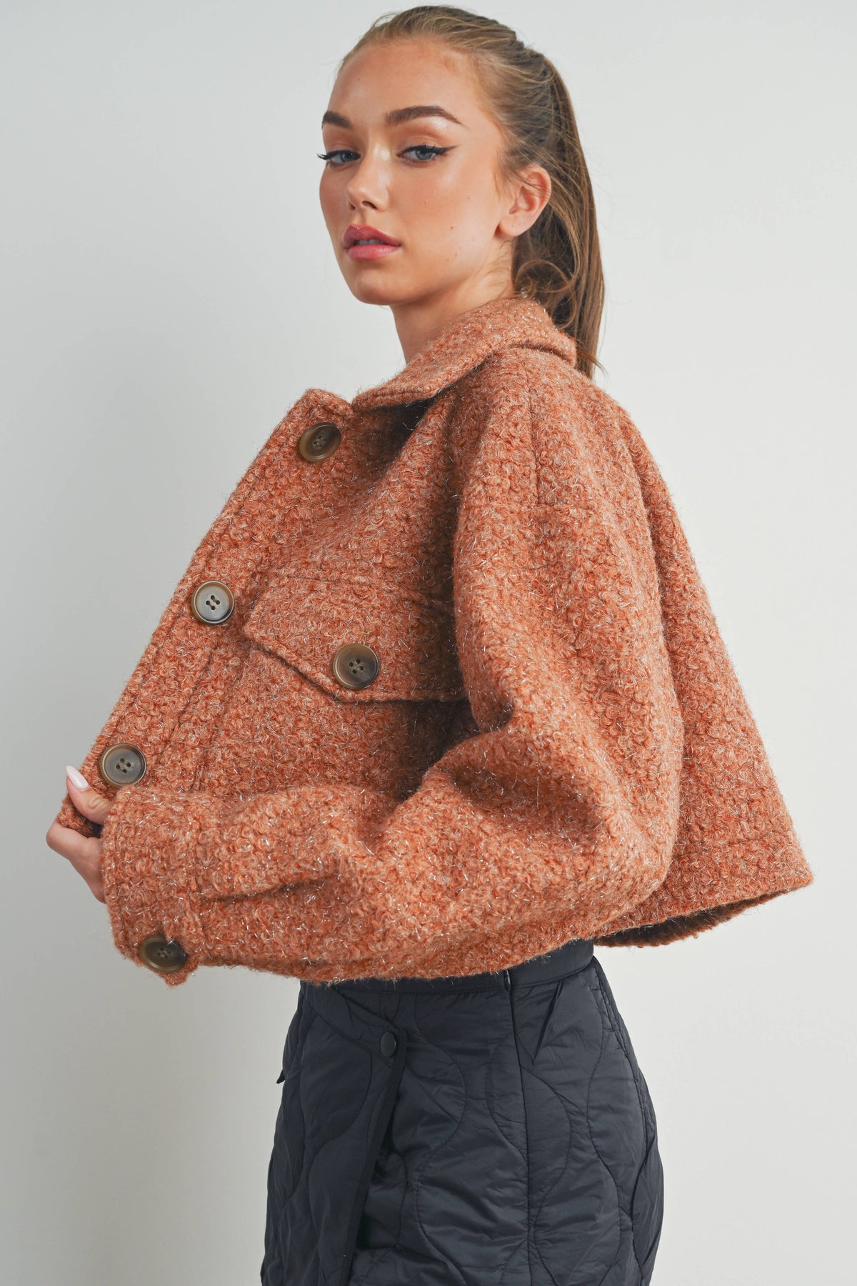 Plaid Pocket Fall Shacket - Rust