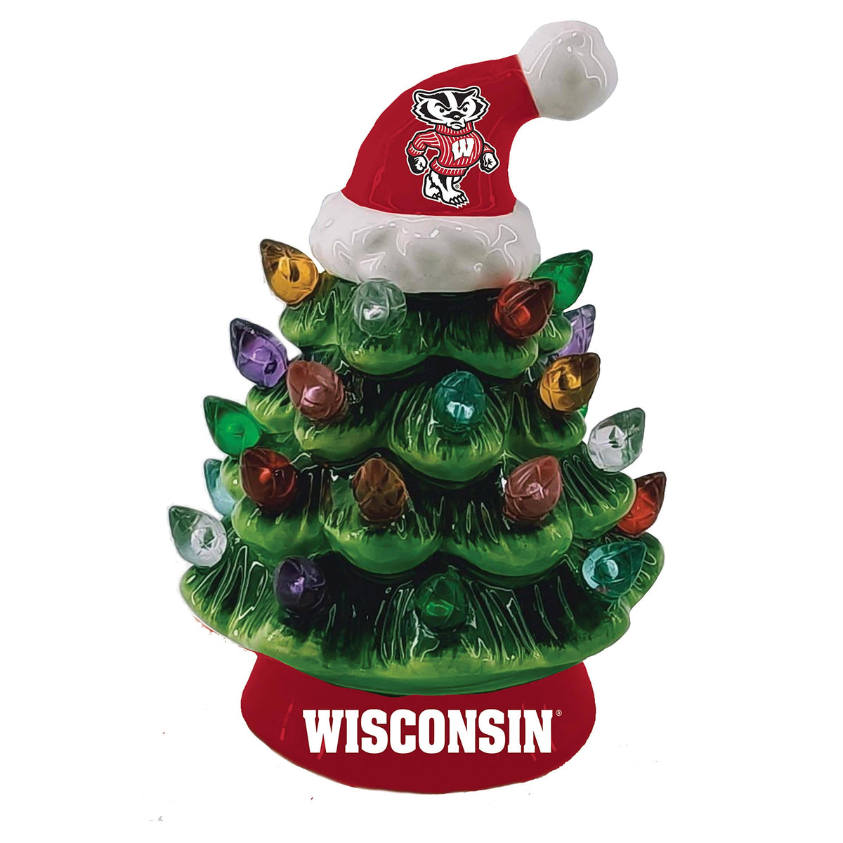 Wisconsin Badgers 8-Inch LED Ceramic Christmas Tree