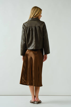 A-Line Satin Midi Skirt