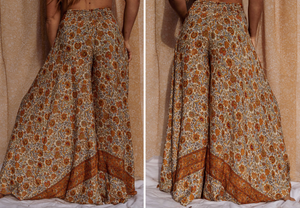 Silk Vintage Floral Palazzo Pants