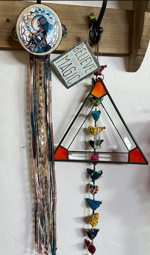Goddess Tambourine and Ribbon Wall Accent