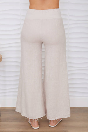 Linen Button Down Wide Leg Pant