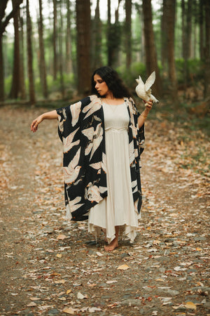 Midnight Doves Starduster Kimono Robe - In Stardust We Trust