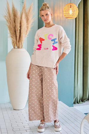 Matcha Club Patch Knit Sweater – Plus Size