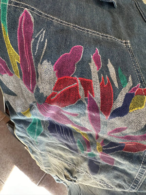 Hand Painted Bleached Denim Overalls