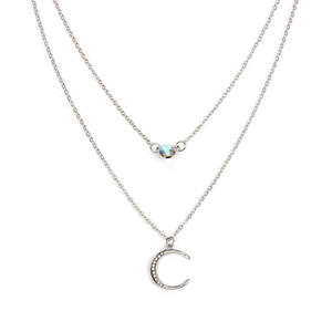 Dainty Sun Moon Opal Charm Layering Necklace in Solid Copper