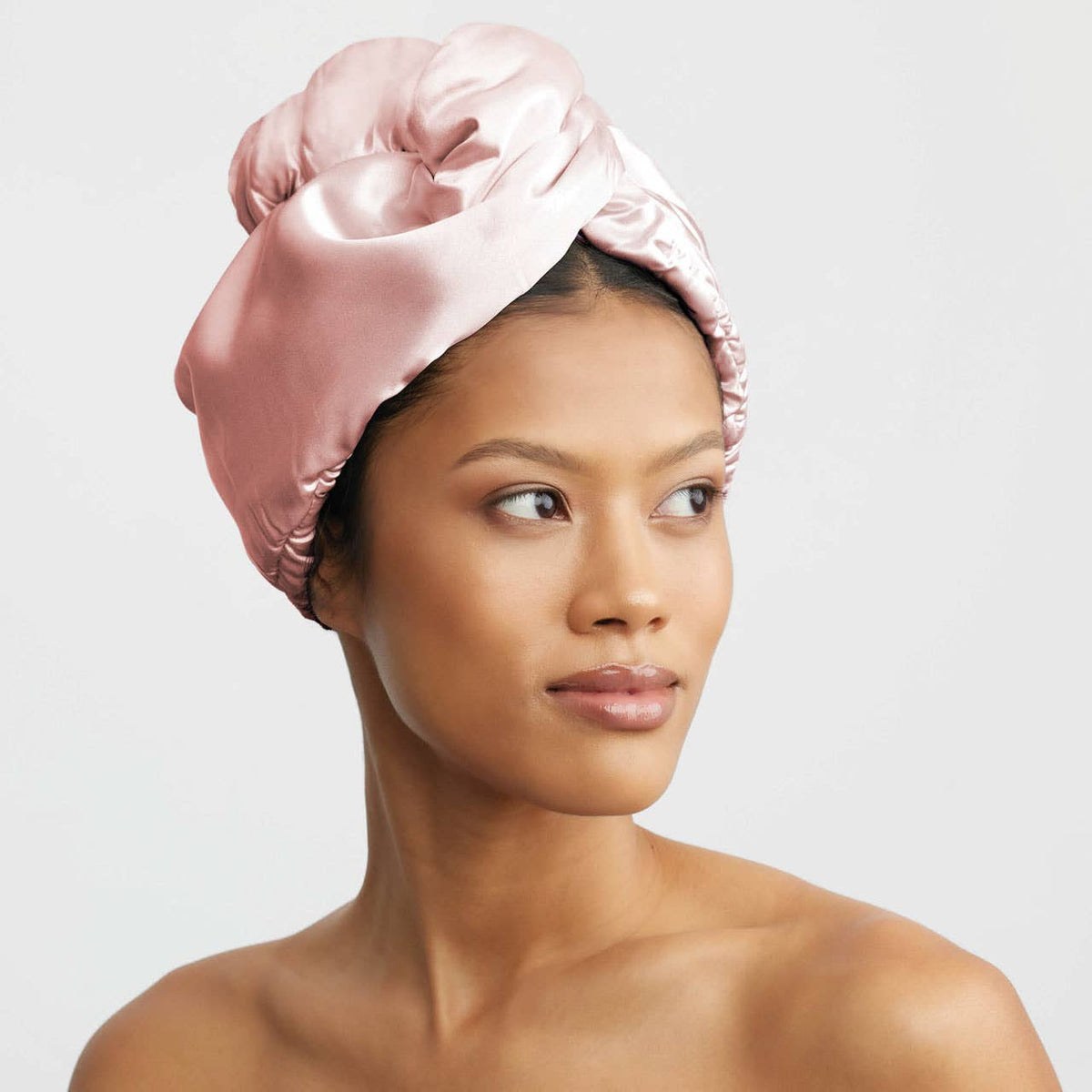 Satin-Wrapped Hair Towel – Blush