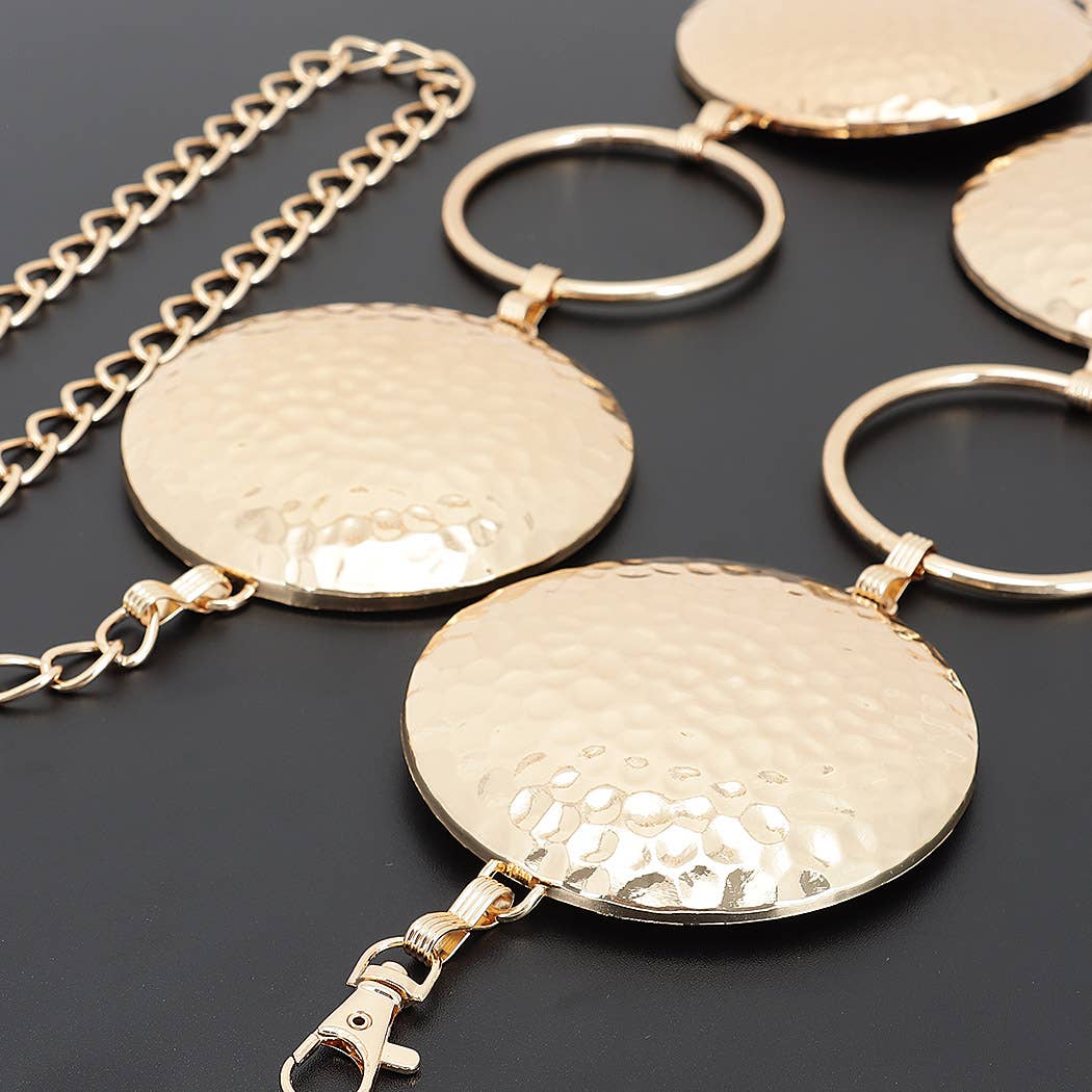 Hammered Disc Linked Chain Waist Belt