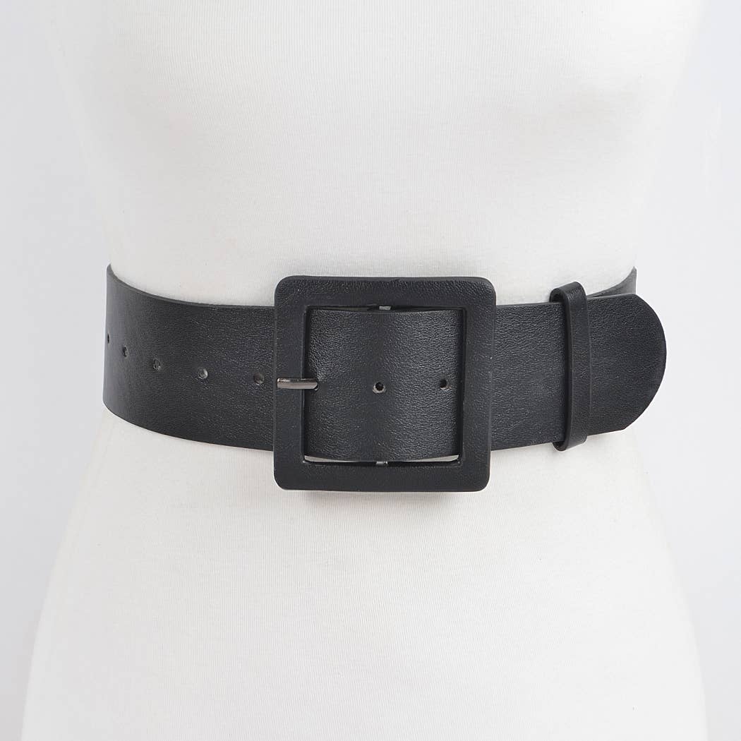Faux Leather Wide Waist Belt