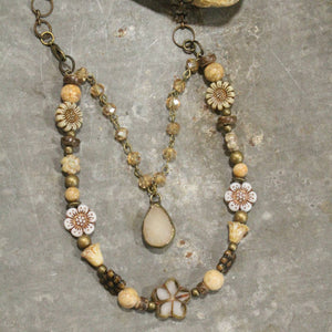 Czech Me Out Elite Beige & Natural Layered Necklace