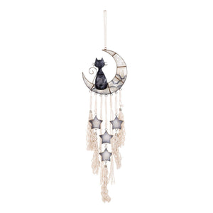 Macrame & Capiz Chime - Cat & White Moon