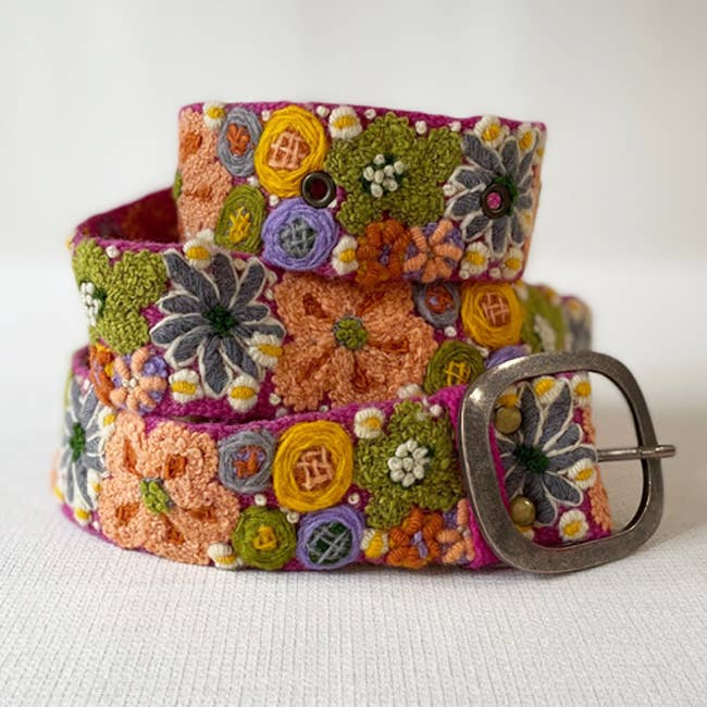 Wildflowers Embroidered Wool Belt