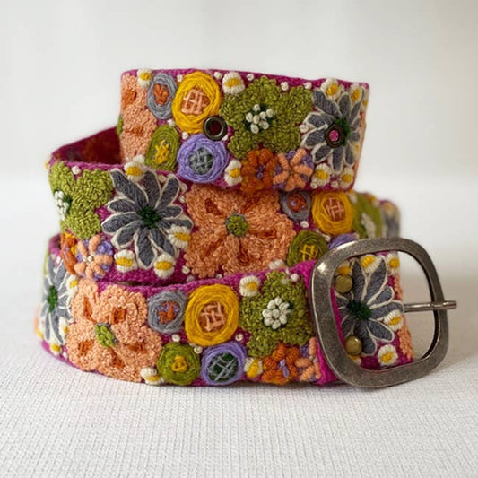 Wildflowers Embroidered Wool Belt