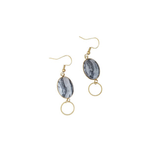 Brass & Crazy Lace Agate Oval Earrings