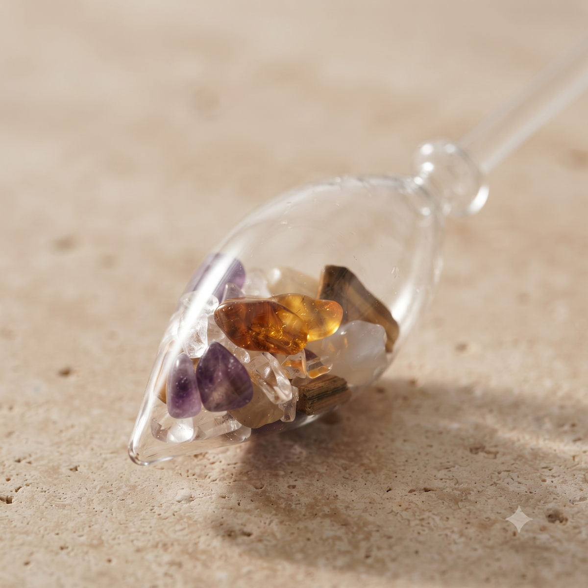 Gemstone Vial Five Elements – Amethyst, Chalcedony & Rose Quartz