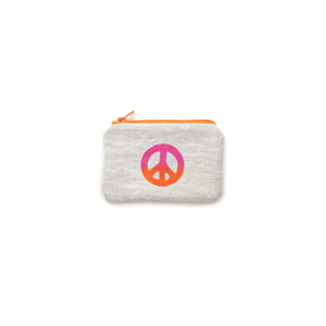 Peace Sign Blockprint Cotton Canvas Coin Purse
