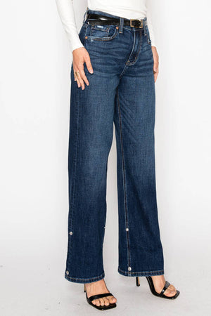 Adjustable Inseam High-Rise Relaxed Straight Leg Jeans